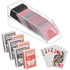 Relaxdays Kartenschlitten, Kartenspender mit 6 Decks, Blackjack Zubehör, HxBxT: 10 x 10 x 29 cm, transparent/schwarz