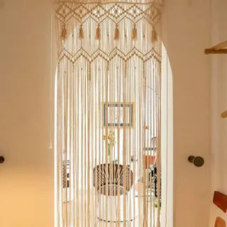 Mocrop 72×190cm Boheme Türvorhang Makramee Vorhang Decoration | Handgeflochtene Vorhänge Schlafzimmer Boho Wanddeko, für Haus, Restaurant, Hochzeit Tür und Fenster Dekoration