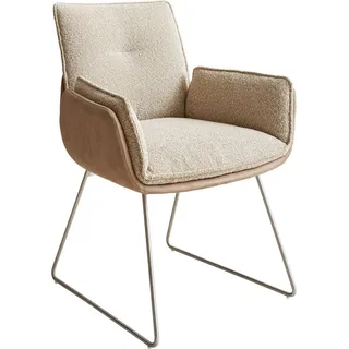 DeLife Polsterstuhl Nela-Flex Materialmix Schlamm Kufengestell Edelstahl