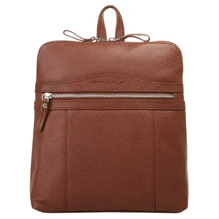 Cityrucksack BETTY BARCLAY, Damen, Gr. B/H/T: 30cm x 27cm x 9cm, onesize, braun (cognac), Leder, Rindsleder, Strukturmuster, Rucksäcke Cityrucksack, echt Leder