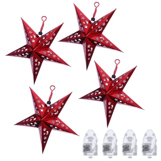 4 Stücke Papierstern Stern Hängend Licht Papier Lampe beleuchte Weihnachtsstern Weihnachtsbaum Tannenbaum Deko Christbaum Ornament Zuhause Weihnachtsdeko 30 cm weihnachtsstern papier set