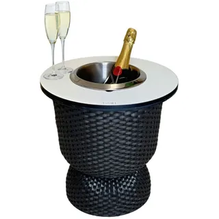 Beistelltisch COOTAB COOLER TABLE "3-in-1 Loungetisch mit Edelstahl-Kühler Paris 43 cm", schwarz (schwarz, champagner), B:41cm H:43cm T:41cm, Tische, Beistelltisch, Wetterfest, Pflegeleicht, Hitzebeständig