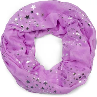 Loop STYLEBREAKER "Loop Schal mit Metallic Sterne Print", Damen, lila (flieder), Obermaterial: 50% Viskose CV. 50% Baumwolle CO., Modisch, Modetücher Loop