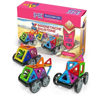 mk magnikon Magnetische Bausteine, Magnetsteine MK-17 Das Rennen, 17 Teile, Standardgröße, Bauklötze, Magnete Kinder, Konstruktionsspielzeug, Magnet Bausteine, Magnetspiel ab 3 Jahre