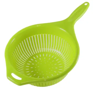 Kerafactum Nudelsieb Küchen Seiher Sieb Stielsieb für Salat Nudeln Obst Gemüse Salatsieb langer Griff Küchensieb Durchschlagsieb Kunststoff Spitzsieb stapelbar Spülmaschinen tauglich 39 cm grün