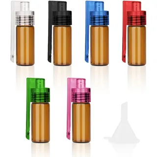 6 Stück Gewürzpulver Werkzeug Set, Gewürzpulver Dosierer mit Löffel und Trichter, 51mm Gewürzpulver Werkzeug, Kleine Aufbewahrungsflaschen Glas Aufbewahrungsflaschen Mini für Küche, Outdoor, Reisen