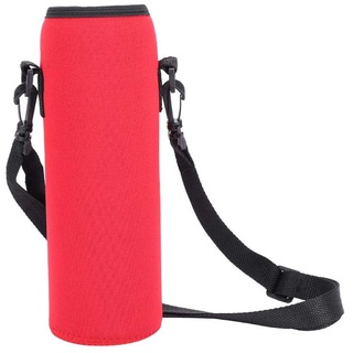 Flaschenhülle 1L,1L Wasserflaschenhülle Aus Neopren,Flaschenhalter Tasche Mit Gurt Outdoor Sports Wasserflasche Thermohalter Tasche Verbrühungssichere Hülle Für Edelstahl- Und Plastikflaschen(Rot)