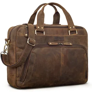 ROYALZ "Chicago Leder Umhängetasche Herren Laptoptasche 15.6 Zoll Messenger Bag Ledertasche groß Aktentasche Vintage Businesstasche für Männer Echtleder;Farbe:Nevada braun