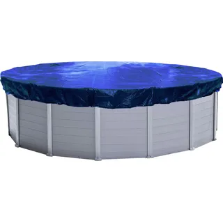Poolabdeckung Rund für 380-420 cm Pools | Planenmaß Ø 480 cm | Blau | Sommer & Winter Poolplane | Abdeckplane 200 g/m2 PE | Zweifach Beschichtete Abdeckung | UV-Resistent - Blau