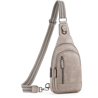 CLUCI Crossbody Bag Bauchtasche, umhängetasche Damen Herren, PU Leder Brusttasche, Klein Schultertasche für Reisen,Grau