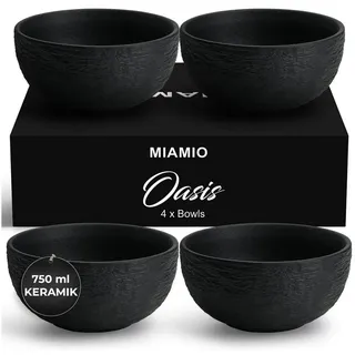 MiaMio - 750 ml, Schüsseln/Bowl 4er Set, Salatschüsseln, Suppenschalen, Müslischüsseln, Servierschüsseln aus Keramik- mikrowellen-, spülmaschinen- und ofenfest - Oasis Kollektion