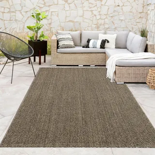 Paco Home Outdoor Indoor Loop Teppich Wetterfest Terrasse Küche Natur weiche Struktur Grün Grösse 200x280 cm - Grün
