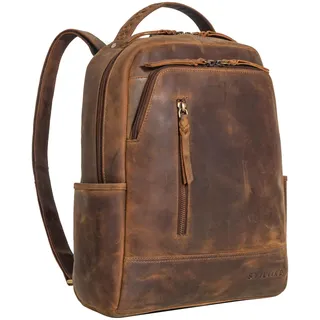 STILORD 'Aiden' Vintage Leder-Rucksack Moderner Backpack für Damen & Herren 13,3 Zoll Laptop Daypack Tagesrucksack Arbeit Uni Business Freizeit Echtleder mittel-groß, Farbe:vinto - braun