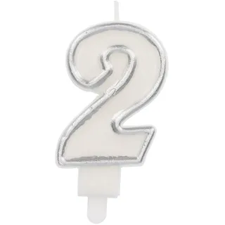 Folat 24162 Kuchen Kerze Simply Chique Silver Ziffer/Zahl 2-9 cm Geburtstagskerzen für Geburtstag, Geburtstagsdeko, für Kinder Partys, Hochzeiten, Firmenfeiern, Jubiläen