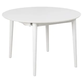 AC Design Furniture Monty Ausziehbarer Esstisch für 6 Personen, Runde Tischplatte in Weiß mit Runden Beinen, Küchentisch mit Ausziehplatte, Ø: 115 x H: 75 cm