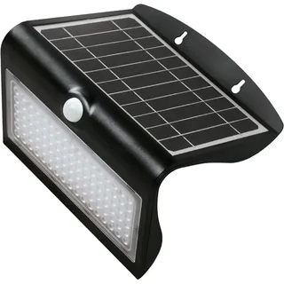 Schwarzer LED-Solarstrahler mit Bewegungsmelder, 8 W, ideal für Außenbeleuchtung und Sicherheit in Gärten und Einfahrten.