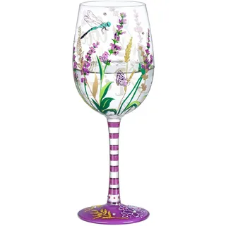 NymphFable Bunte Weingläser Lila Lavendel Personalisiertes Handgemalt Weinglas Geschenk für Frauen mit Geschenkbox, 15oz
