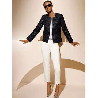 Lederblazer MAINPOL "Lammnappaleder-Mesh-Blazer", Damen, Gr. 50, schwarz, 100% Lammnappaleder, Netz:100% Polyester, Blazer Lederblazer