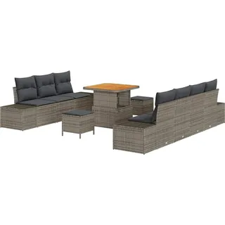 vidaXL Gartensofa-set mit Kissen 10 pcs Grau Poly-Rattan - Grau