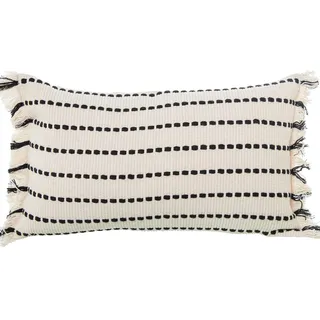DRW Rechteckiges Kissen aus Baumwolle mit Reißverschluss in Schwarz und Weiß, 50 x 10 x 30 cm