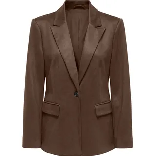 Lederimitat-Blazer ONLY "ONLADDI L/S FAUX SUEDE BLAZER TLR", Damen, Gr. 34, braun (carafe), Web, Obermaterial: 95% Polyester, 5% Elasthan, unifarben, loose fit normal, Blazer Lederimitat-Blazer, Materialmix, loose fit, Topseller