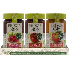 100% Bio Himbeermarmelade - Tomate - Pfirsich - Ohne zusätzlichen Zucker - Zertifiziertes Bioprodukt - Packung mit 3 Einheiten à 240 g