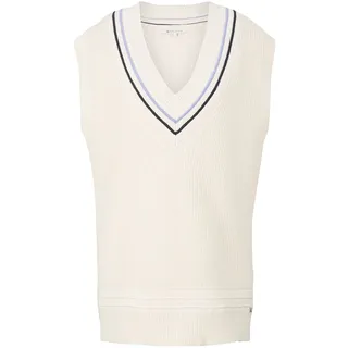 TOM TAILOR Denim Damen Pullunder mit V-Ausschnitt 1033053, 10348 - Gardenia White, L