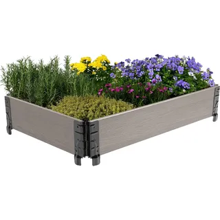 dobar® wetterfeste Palettenrahmen Hochbeet aus wetterfestem WPC - Frühbeet-Umrandung stapelbar für Anzucht - 90 x 60 cm - Grau