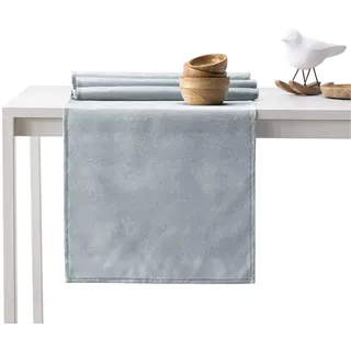 AmeliaHome Tischläufer Set 35x250 cm und 115x250 cm Lotuseffekt Wasserabweisend Schlangenhautmuster Silber Vesta