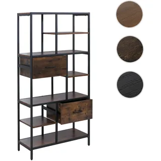 Regal HWC-P11, Regalschrank Bücherregal Standregal, Schubladen Industrial MDF Metall Melamin 150x81x