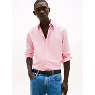 Businesshemd TOMMY HILFIGER "FLEX POPLIN SOLID", Herren, Gr. L, N-Gr, rosa (classic pink), Popeline, Obermaterial: 100% Baumwolle, unifarben, regular fit hüftlang, Ärmel mit Ärmelschlitz 1-Knopf-Manschette, Hemden Businesshemd, Regular Fit Flex Cotton