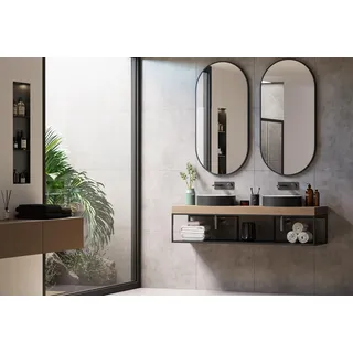 Bernstein® Badezimmerspiegel 8144B oval mit Leichtmetallrahmen in Schwarz Wandmontage Wandspiegel Badspiegel Spiegel Bad Größe 60x120cm