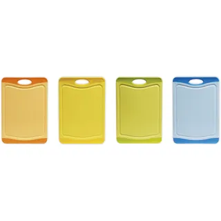 Excelsa Security Schneidebrett antibakteriell Kunststoff, Orange/Gelb/Grün/Blau, 36.5 x 25 x 2 cm