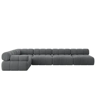 altdecor Eckcouch Cord 6-Sitzer Dunkelgrau