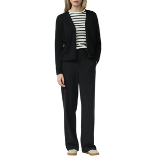 Cardigan S.OLIVER, Damen, Gr. 38, schwarz, Feinstrick, Obermaterial: 50% Baumwolle, 50% Viskose, unifarben, tailliert hüftbedeckend, V-Ausschnitt, Strickjacken Cardigan, ohne Verschluss und mit V-Ausschnitt