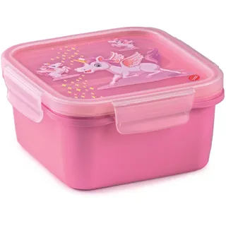 Snips Snips, Quadratische Lunchbox Einhorn, Brotdose Deckel mit 4 Sicherheitsverschlüssen, 0,80 L, 15 x 15 x7,5 cm, Brotdose kinder mit fächern Made in Italy, BPA- und phthalatfrei