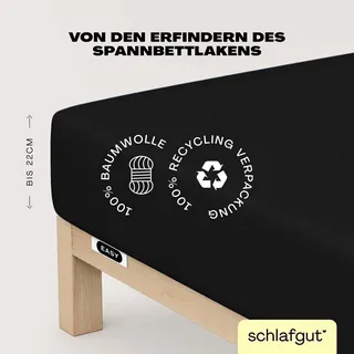 schlafgut Spannbettlaken Baumwolle-Jersey 90 x 200 - 140 x 200 - 180 x 200 cm schwarz