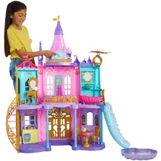 Mattel Disney Prinzessin Puppenhaus, Magisches Schloss, 3 Etagen, 10 Spielbereiche, mit Licht und Geräuscheffekten, inkl. 28 Zubehörteilen, Disney Geschenke, Spielzeug ab 3 Jahre, HLW29