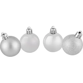 Weihnachtskugel-Set 30-teilig Ø 4 cm Silber Glitzer-Matt-Glänzend