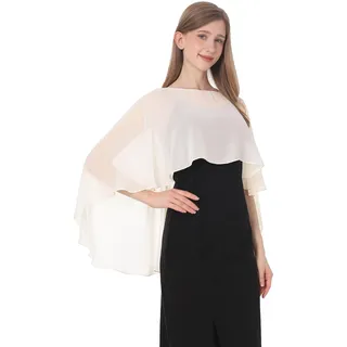Baoqiya Damen-Capelett-Schals und Wraps für Abendkleider, weicher Brautjungfern-Schal, Chiffon-Umhang, Hochzeitsvertuschung, Blass Champagner, Einheitsgröße