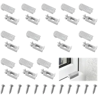 Rongrongago 12 Kit 24 Stück Plissee Ersatzteile Klemmträger, Plissee Spannschuhe mit Schrauben, Universal Spannschuhe für Verspannte Plissees für Klebeträger und Stick & Fix Front Klebeplatten