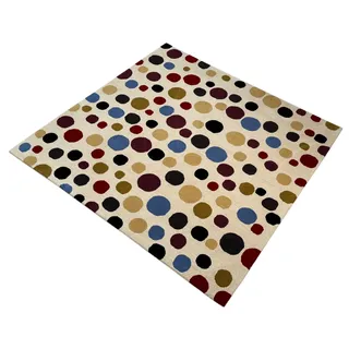 Wohnzimmer Teppich 100% Wolle Beige 200X200 cm Orientteppich Handgewebt CD 2