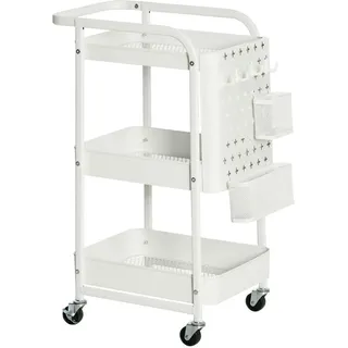 Homcom Rollwagen, Servierwagen, Stahl, Weiß , Metall , 32x75.6x51.5 cm , Esszimmer, Servierwagen