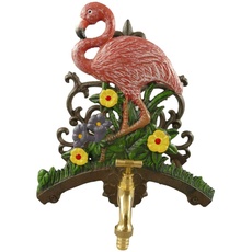 Schlauchhalter Gartenschlauchhalter Garten Gusseisen Flamingo bunt Garten