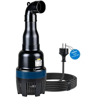 EXLECO Rohrpumpe 16000L/H 75W Teichpumpe Außen, Hochleistungs Strömungspumpe, Kreiselpumpe Selbstansaugend Poolpumpe Schwengelpumpe mit 10M Kabel, Umwälzpumpe, Teichfilter für Garten Bachlauf