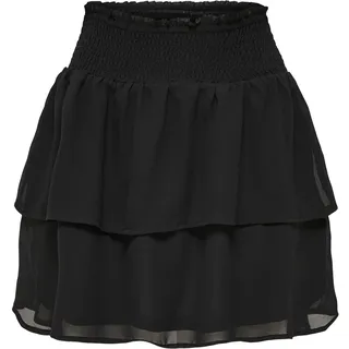 ONLY Damen Mini Volant Rock Kurzer High Waist Chiffon Rüschen Skirt Mehrlagig mit Stretch Bund ONLANN