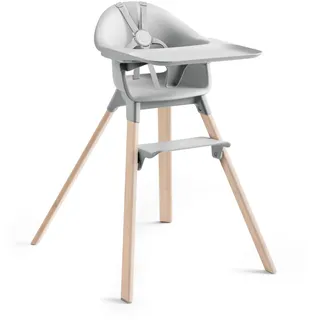 Stokke Clikk™ Hochstuhl mit Tisch und Fußstütze, Cloud Grey | Ergonomischer Halt, werkzeuglos verstellbar, leicht zu reinigen und ideal für Alltag & Reisen