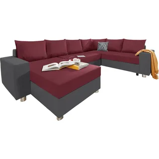 Collection AB Wohnlandschaft »Paris U-Form« mit Federkern, wahlweise mit Bettfunktion und Bettkasten, lila