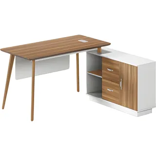 Moderner Schreibtisch aus Holz mit Stauraum und eleganten weißen Schubladen - Weiß