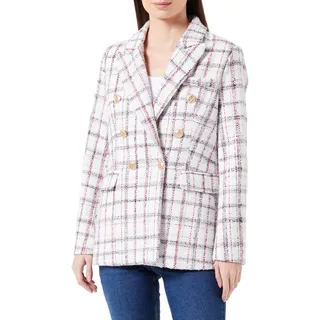 NAEMI Damen Bouclé Blazer 29027799-NA01, Wollweiss Kariert, S